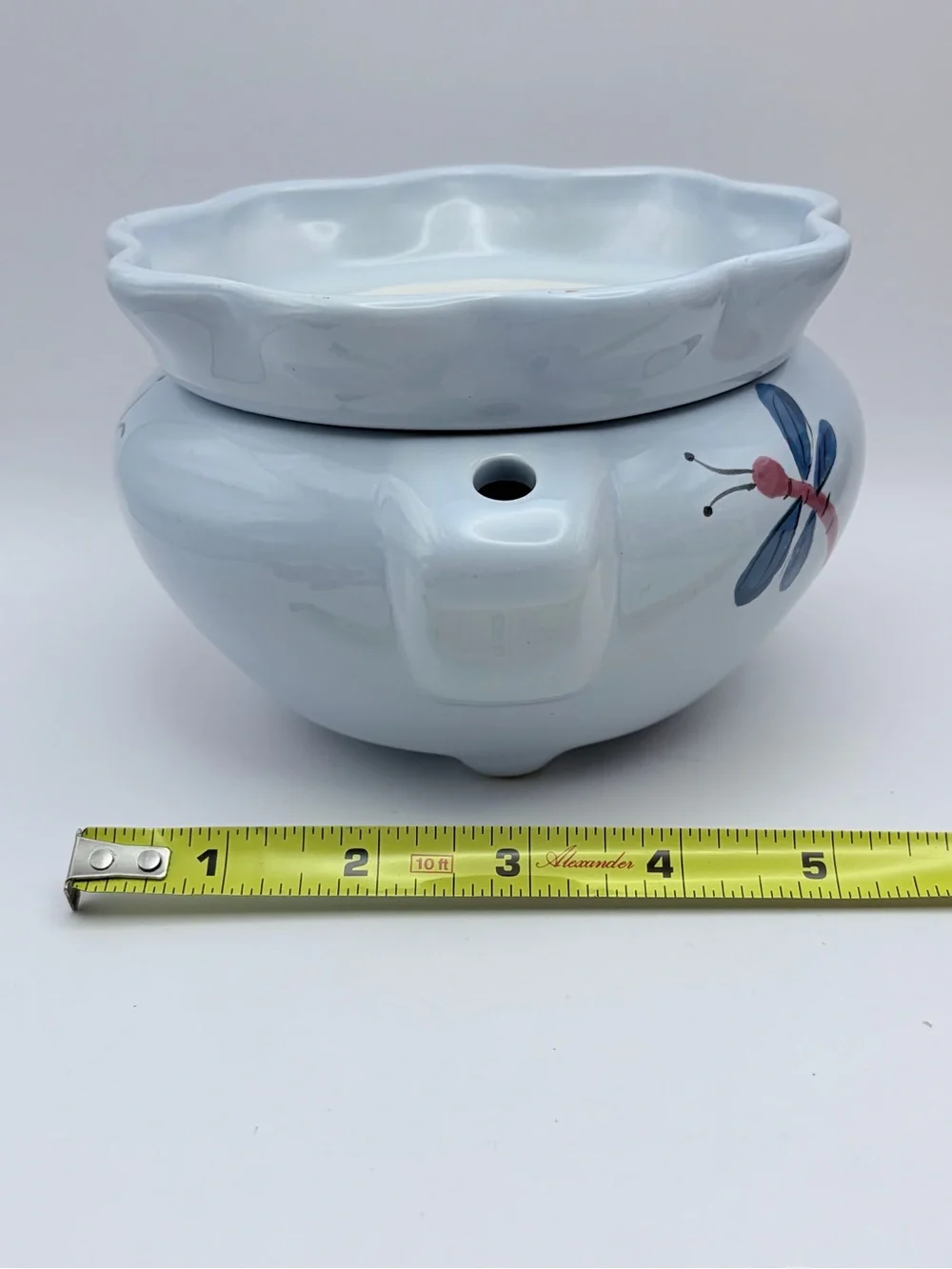 Vintage Ceramic *African Violet Planter Self Watering Dragonfly Pot Light Blue